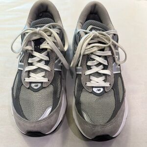 New Balance Gray and White 990 V6 Running Shoes